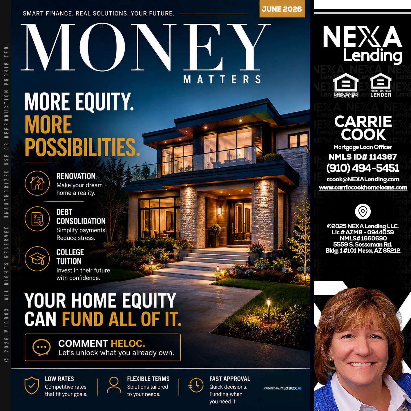 MONEY MATTERS - Carrie Cook -Mortgage Loan Officer