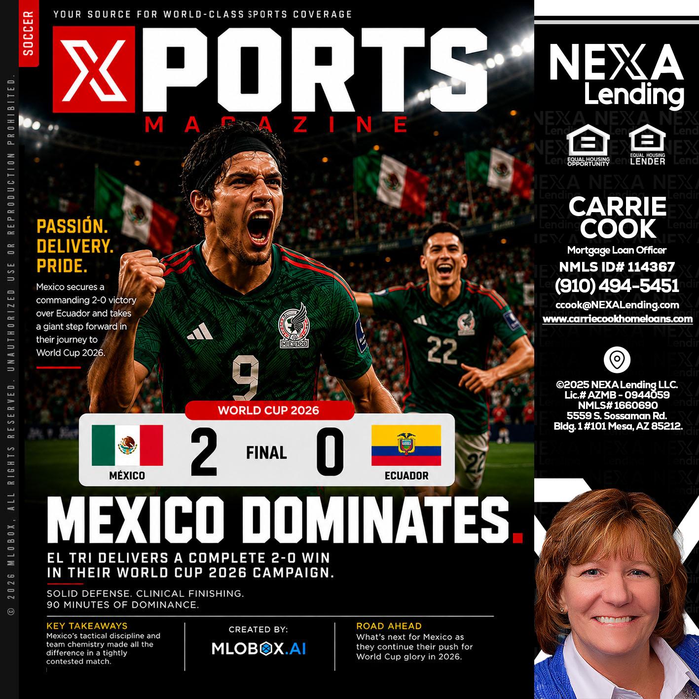 XPORTS MEX 2-0 ECUADOR - Carrie Cook -Mortgage Loan Officer