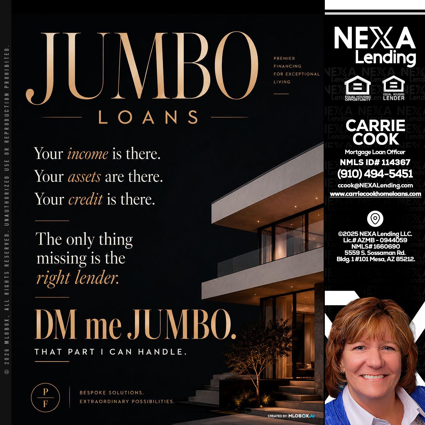 JUMBO LOANS - Carrie Cook -Mortgage Loan Officer