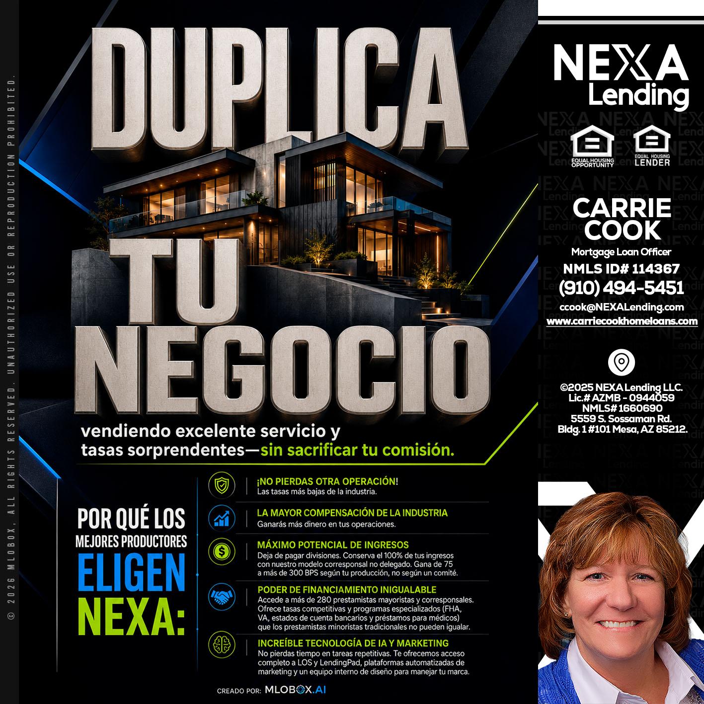 DUPLICA TU NEGOCIO - Carrie Cook -Mortgage Loan Officer