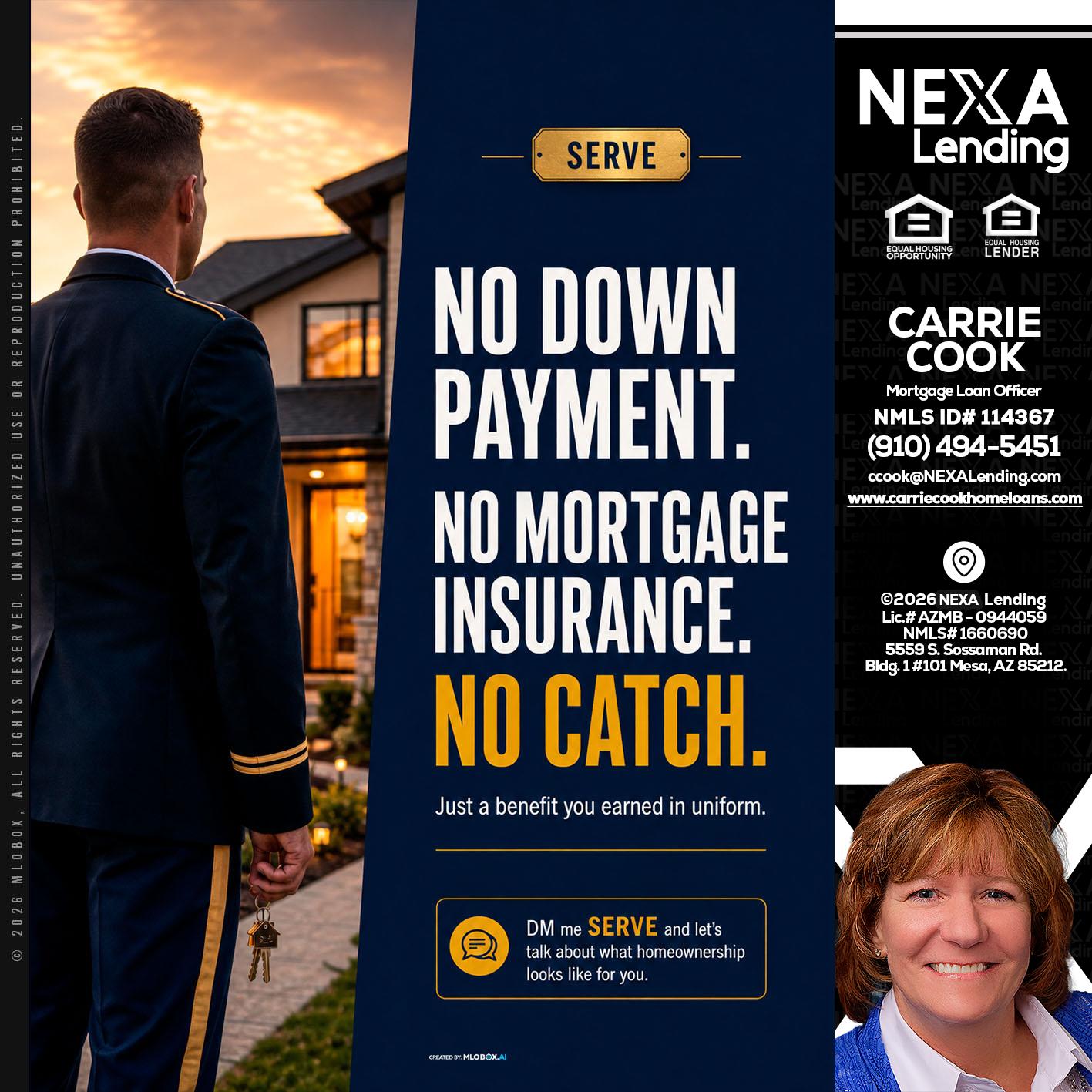 NO DOWN PAYMENT - Carrie Cook -Mortgage Loan Officer