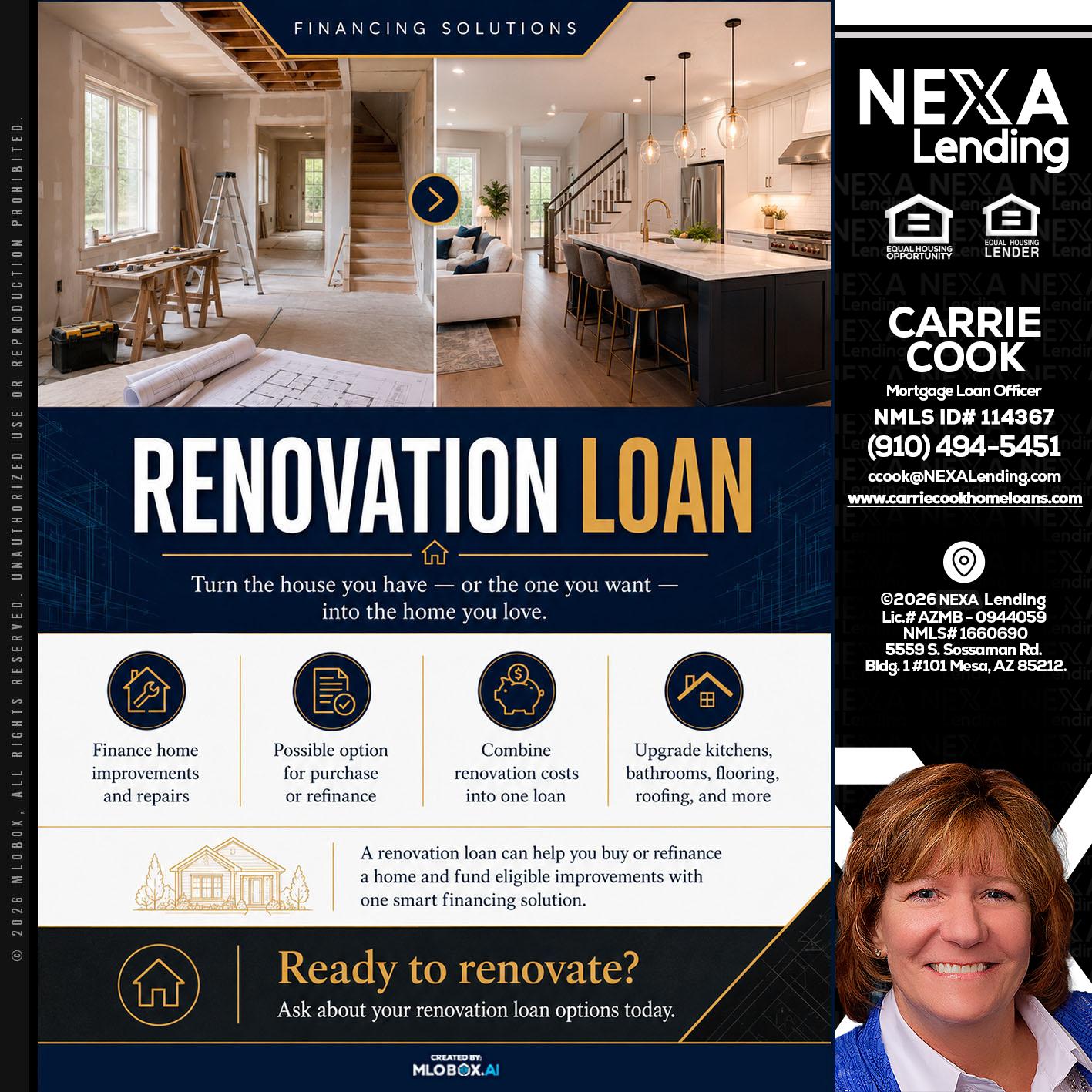 RENOVATION LOAN - Carrie Cook -Mortgage Loan Officer
