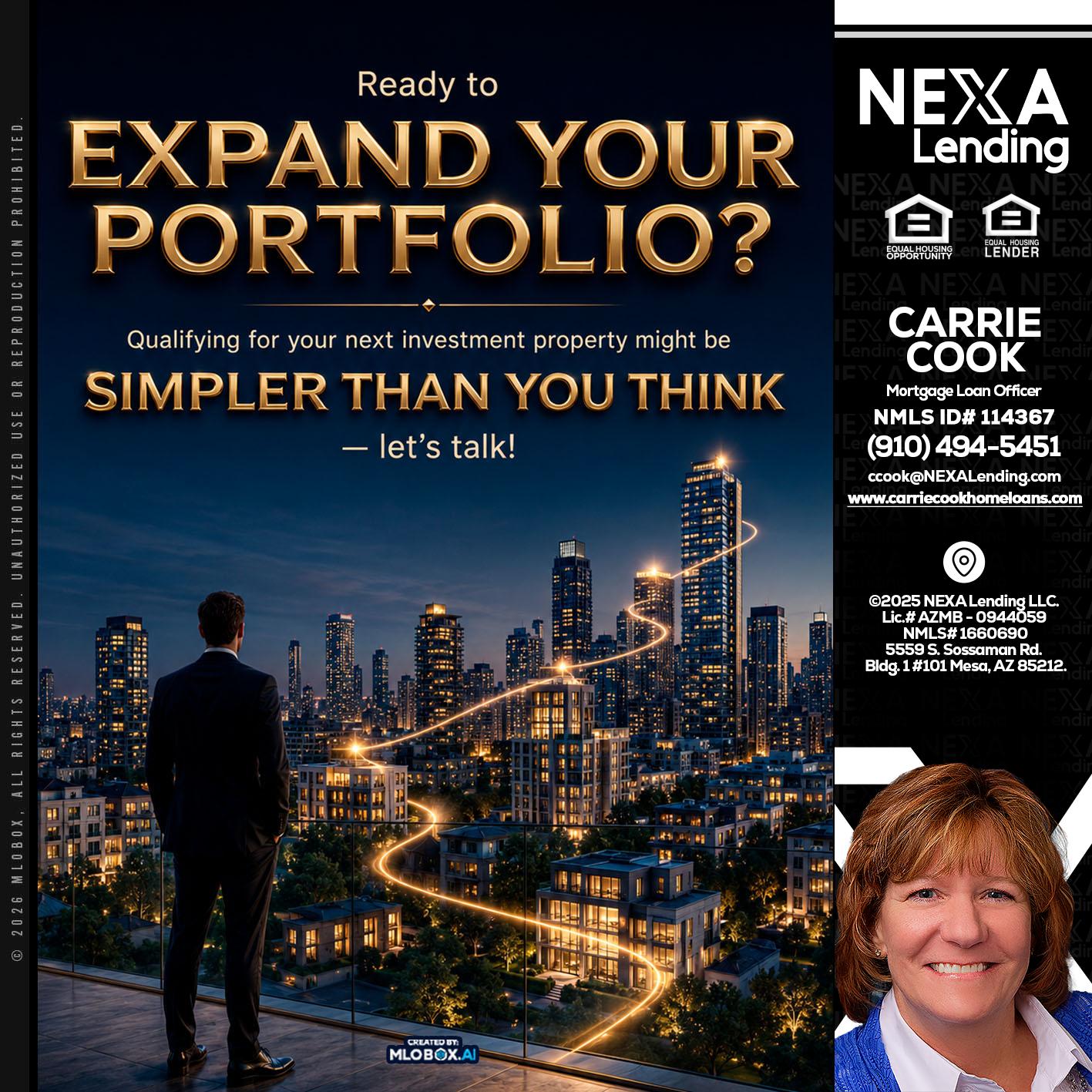 expand you portfolio - Carrie Cook -Mortgage Loan Officer