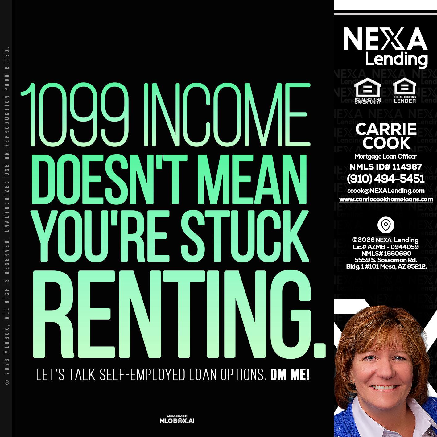 1099 income - Carrie Cook -Mortgage Loan Officer